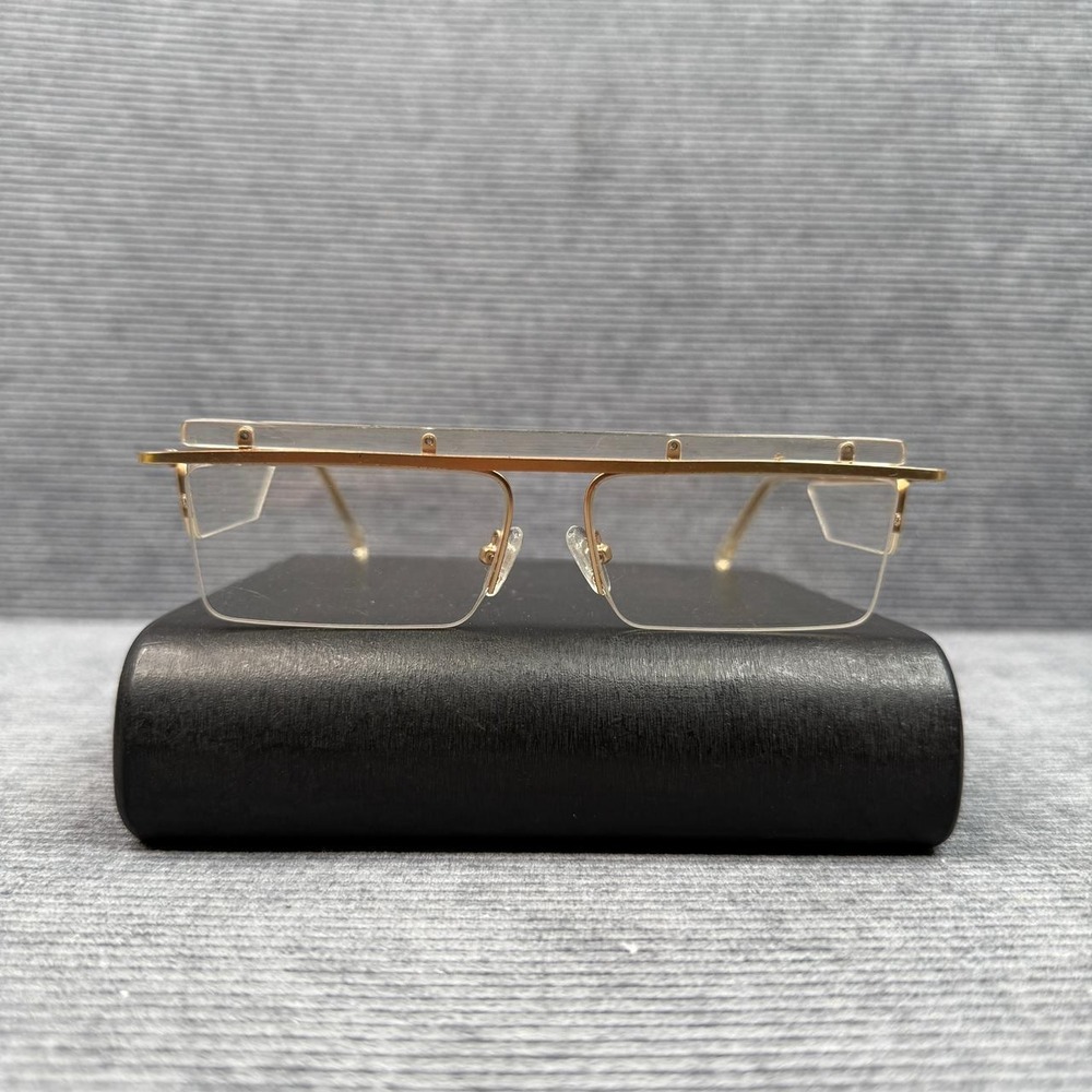 Prive‎ Revaux x Benzo The Planee Gold Rimless Rectangular Glasses Limited Y2k